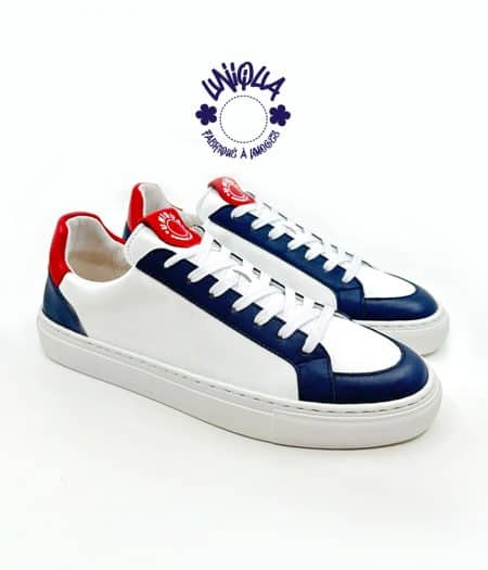 Basket Orsay Marine blanc Rouge Fabriquée en France UNIQUA