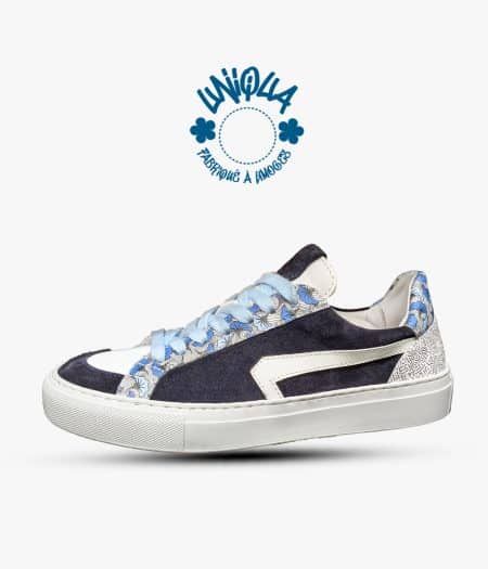 Basket Orsay Velours Marine / Motif Wax Bleu