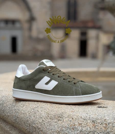 Basket Etienne Velours Kaki / Blanc