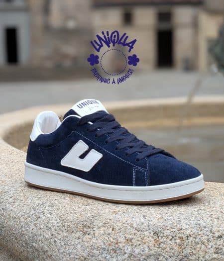 Basket Etienne Velours Marine / Blanc