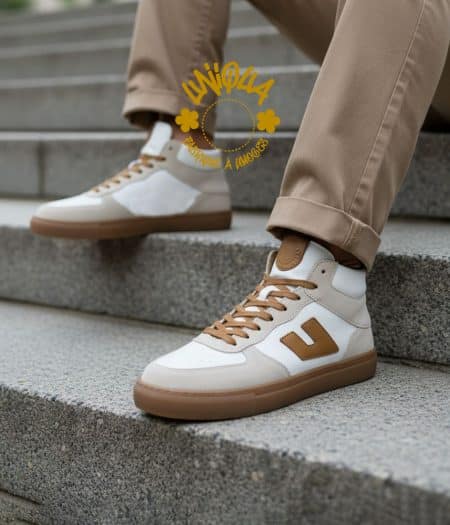 Basket AUGUST Made in France Velours Beige / Naturel