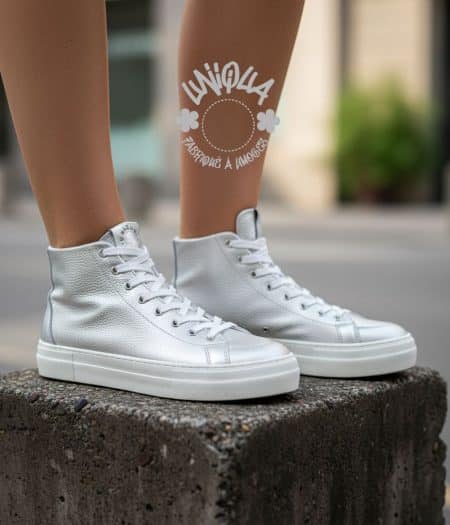 Basket MARCEAU Métallisé Grainé Argent