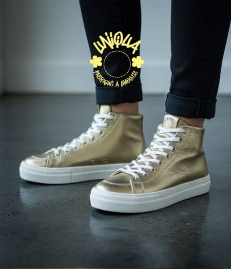 Basket MARCEAU Métallisé Grainé Or