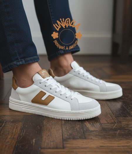 Basket ORSAY Made in France Velours Blanc / Naturel