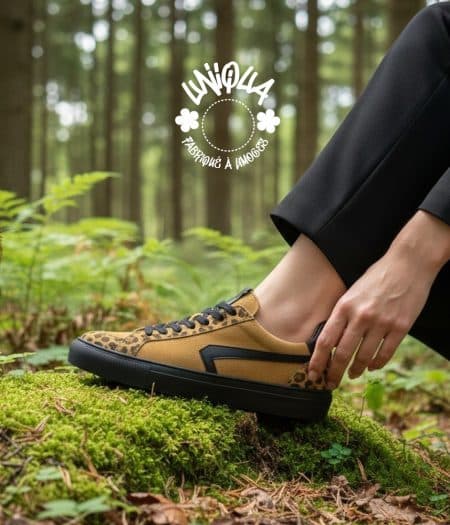 Basket ORSAY Velours Naturel Imprimé Panthère