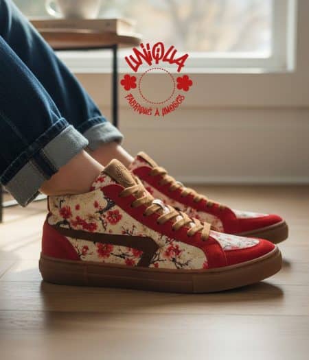 Basket Uniqua, modèle Bellegarde motif cerisier