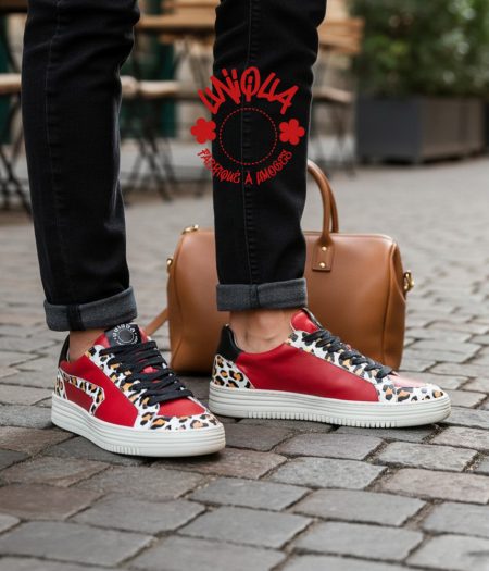 Basket ORSAY panthère rouge et noire