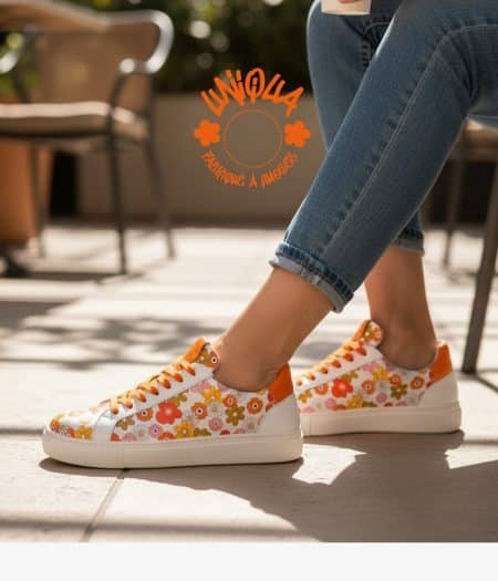 Basket ORSAY motif Firoli, base blanche et orange