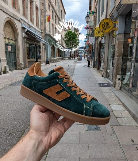 Basket ETIENNE - Velours Vert Bouteille & Naturel