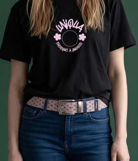 Ceinture Velours rose Fleur de vie
