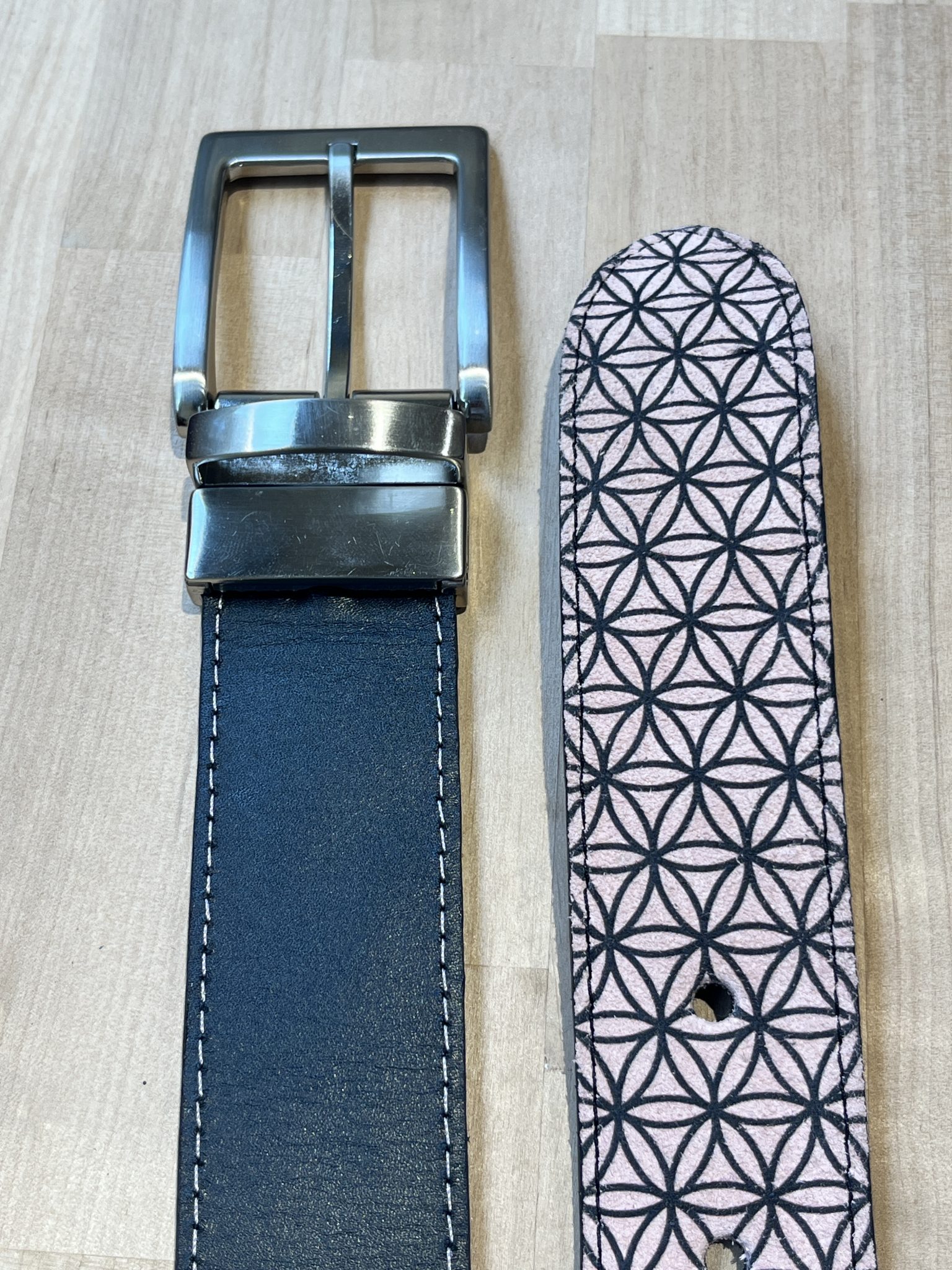 ceinture rose velours reversible