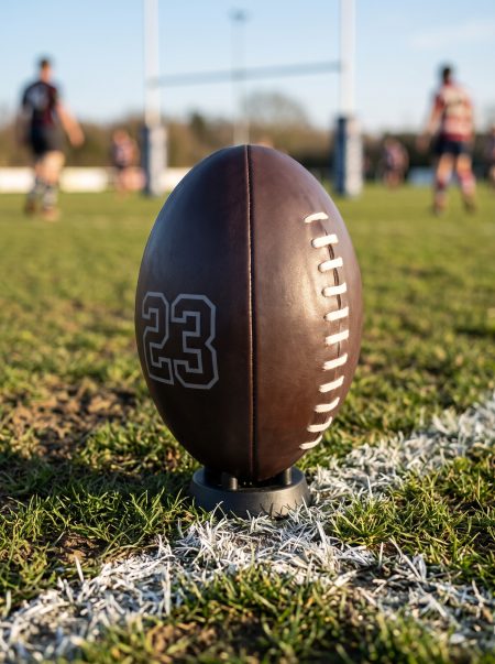 Ballon de Rugby en cuir naturel foncé
